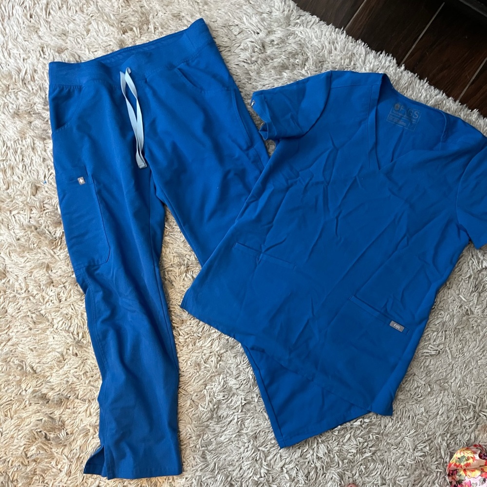 Size small petit royal blue Figs WORN ONCE